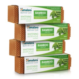 Himalaya Whitening Antiplaque Toothpaste with Bamboo + Sea Salt, Fluoride Free, for Gentle Whitening, 4 oz, 4 Pack