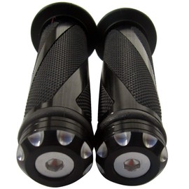 MotorToGo Aluminum Motorcycle 7/8" 22mm Handlebar Gel Hand Grips with Black CNC Bar End Cap for Honda Goldwing 1800 GL1800 Audio/Comfort/Navi/XM/ABS