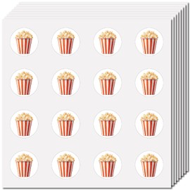 CREATCABIN Pack of 128 8 Sheets Small Popcorn Stickers Party Gift Stickers Labels 2.5 cm Mini Round Dots Circle Picture Decorative Stickers for Planner Scrapbooking Laptop Calendar Envelope Album