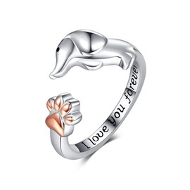 AXOMY Dachshund Rings 925 Sterling Silver Dachshund Dog Ring Dachshund Jewelry Birthday Jewelry for Women Dachshunds Lover