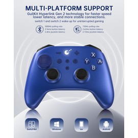 GuliKit TT MAX Wireless Controller for PC, Android, iOS, Switch 1/2, 720° Adjustable TMR Joystick, with 950mAh Long-Lasting Battery, Switch Wake-Up Function and 4 Detachable Metal Back Buttons-Blue