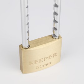 Long Shackle Brass Padlock with Max 6 inch Adjustable Shackle, 2 inch Wide Body, Cabinet Lock with 3 Keys, Long Shackle Keyed Padlock for Cabinets, Bikes, e-Bikes, Scooters, Sheds, Fence, Gate