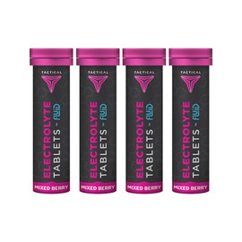 Fluid Tactical- Effervescent Hydration Tablets, Electrolyte Replacement & Dehydration Prevention, 4 Pack, 40 Servings (Mixed Berry)