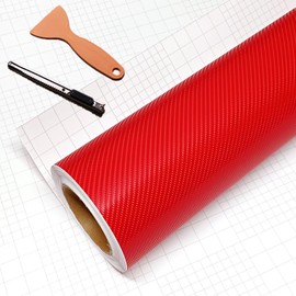 DIYAH 4D Red Carbon Fiber Vinyl Wrap Sticker Air Release Bubble Free Anti-Wrinkle with Hand Tools (24" x 60" / 2 FT x 5 FT)