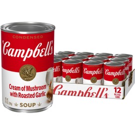 Campbell's Condensed Cream of Mushroom Soup with Roasted Garlic, 10.5 oz Can (12 Pack)