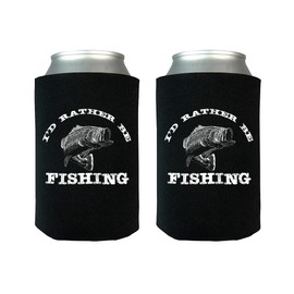 Rogue River Tactical Funny Fishing I'D Rather Be Fishing Joke Collapsible Beer Can Bottle Beverage Cooler Sleeves 2 Pack