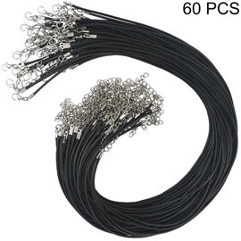 Pack of 60 Waxed Necklace Cord Braided Leather Cord Bracelet Necklace Cord Leather Chain Buckles Leather Cord for DIY Necklace Jewellery Making