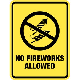 Portrait Round Plus No Fireworks Allowed Wall or Door Sign | Home Safety Sign - Large
