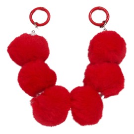 ZOONAI Cute Plush Ball Keychain Purse Charms for Women Girls, Sweet Pearl Bag Charms Keychain Wallet Purse Pendant (Red)