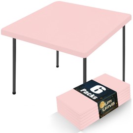 Moosfor - Mantel cuadrado de elastano, paquete de 6 manteles elásticos ajustados para picnic, funda elástica lavable para mesa de patio al aire última intervensión, camping, banquetes y fiestas (rosa