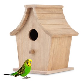 HERCHR Bird Feeder House, Hanging Bird House for Painting, Unfinished Small Hanging Wooden Bird Woods for Parrots Budgies Small Birds, 17 x 14 x 12 cm