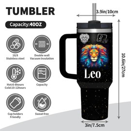 Constellation Pattern Tumbler, 1 Count 40oz/1100ml Portable Stainless Steel Double Wall Vacuum Insulated Tumbler, Vacuum Insulated Flask, Zodiac Gifts for Women and Men, Drinkware, Mother's Day Gifts:_Capricorn_40oz