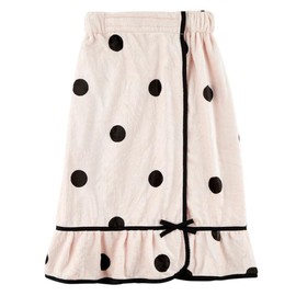 Bella Blissfully Cozy Ultra-Soft Plush Polyester One Size Fits Most Women's Spa Shower Wrap Bath Robe Towel with Ruffle, Blush Dot