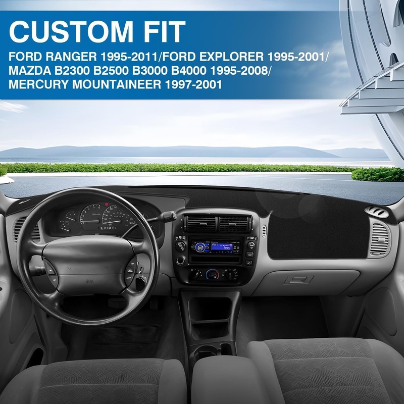 KUST Black Dash Cover for Ford Ranger 1995-2011/Ford Explorer 1995-2001/Mazda