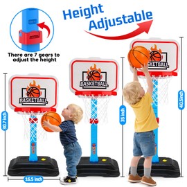 Toddler Basketball Hoop for Kid 1-3, Mini Adjustable Basketball Hoops Indoor with Balls Outdoor Pool Basketball Goal Sports Play Toys for 1 2 3 year old Baby Boys Girls Christmas Birthday Gifts