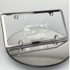 MotorVehicleParts New Slim 4 Holes Black Chrome License Plate Frame
