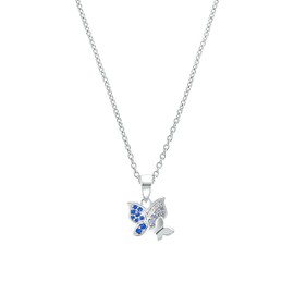 Prinzessin Lillifee Necklace with Pendant 925 Sterling Silver Girls Children's Necklace with Synthetic Zirconia 35 + 3 cm Butterfly Comes in Jewellery Gift Box, 35 + 3, Sterling Silver, Cubic Zirconia