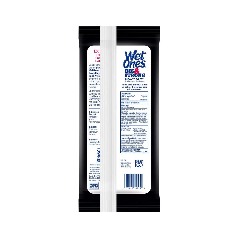 Wet Ones Big Strong Hand Wipes 164 Count Antibacterial Hypoallergenic