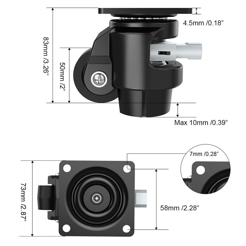 Trollastor Leveling Casters Heavy Duty with Ratchet Handle Design Total