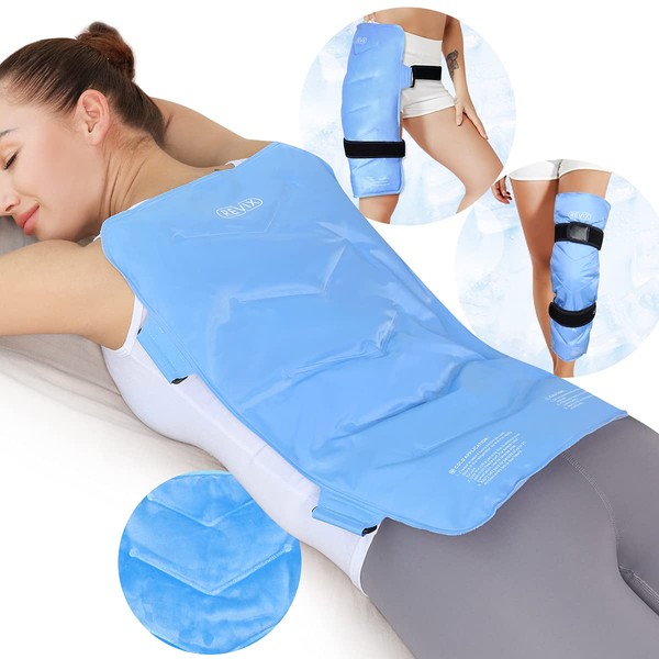 REVIX Full Back Ice Pack for Injuries Reusable Large Gel Ice Wrap for Back Pain Relief from Swelling, Bruises & Sprains by Cold Compression Therapy, XXL