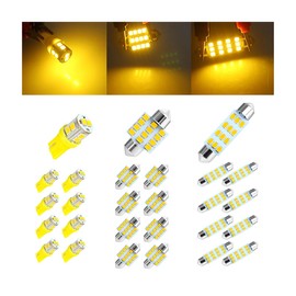 Norkmdi 24PCS Car Interior Bulb Kit Set, T10 31 mm 42 mm 12 Volt Vehicle Dome Light LED Bulbs Replacement, Automotive Map License Plate Trunk Lamps, Universal for SUV RV Truck (Yellow)
