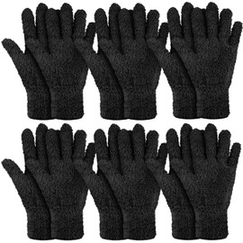 Bencailor 6 Pairs Microfiber Dusting Gloves, Dusting Cleaning Gloves Microfiber Gloves for Plants House Blinds Car Dust Mitt (Black,Medium)