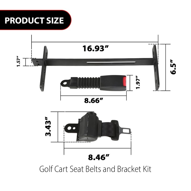G-PLUS Universal 42" Retractable Golf Cart Seat Belts Kit with