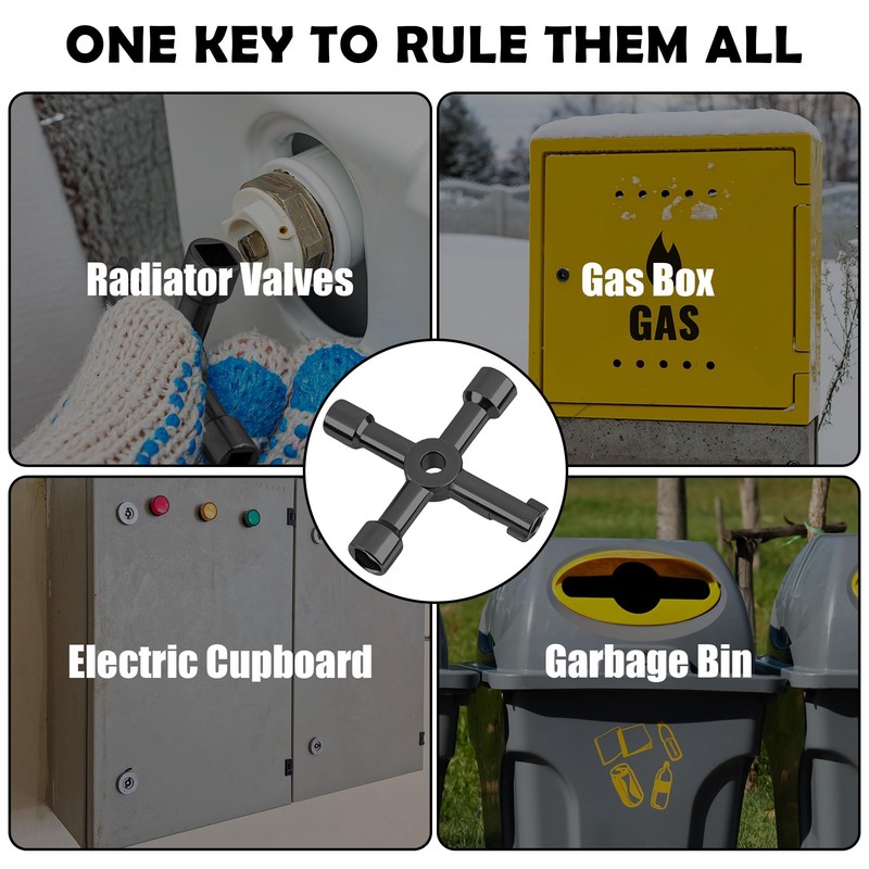 Vivantia 4-Way Utility Key for UK Gas Meters - 8mm