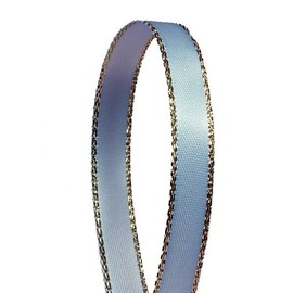 Light Blue Satin Ribbon with Gold Edges 3/8" X 50 Yards