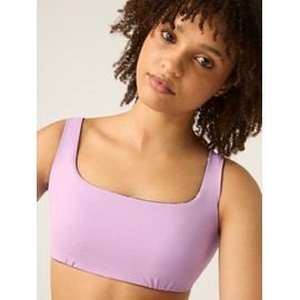 Modibodi Swimwear Reversible Crop Top - Swim Top with Built-in Foam Cups - Bathing Suits Crop Top for Women - Midnight Tropic Print/Lavender - 8/XS