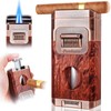 All-in-One Torch Lighter with Built-in Cigar Cutter, Holder, Dual Windproof