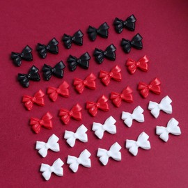 Bowknot Nail Art Charms Valentine's Day Nail Art Accessories Mix Black White Red Bow Nail Jewelry for Nail Art Design and Decoration Bow-Knot Nail Charm for Acrylic Nails