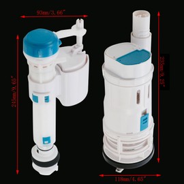 Mewutal Adjustable Toilet Fill Valve - 18.5cm/7.28" Height, Dual Flush Valve, Height Adjustable, Double Flush Fittings