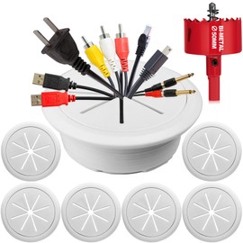 6PCS Desk Grommet,2 Inch(50mm) Desk Hole Cover for Cables,Wire Hole Cover for Desk with Hole Saw,Office and Home Table,Desktop Equipment Wiring Management and Protection (White(6pc))