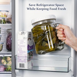 Folinstall 74 oz/2160 ml Glass Jar with Lid, Wide Mouth Airtight Glass Storage Jar, Quart Pantry Organization Mason Jar For Fridge, Food Storage Container For Sugar, Flour, Pickle, Coffee, Candy