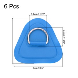 PATIKIL 3.5" Paddle Board D Rings, 6 Pcs Stainless Steel D-Ring PVC Patch Pad No Glue Include for Raft Kayak Inflatable Boat Surfboard, Blue