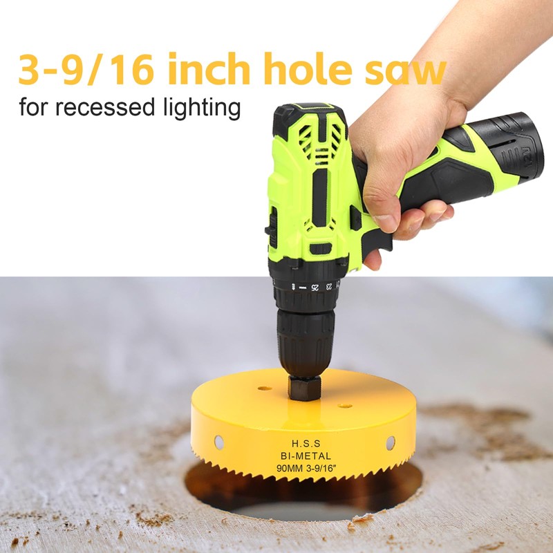 90mm Hole Saw, HSS Bi-Metal Hole Cutter with Drill Bit