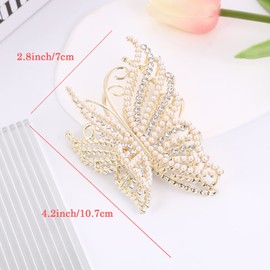 Butterfly Metal Hair Claw Clips Fashion Sparkly Glitter Rhinestones Hair Barrettes Strong Hold Styling Hair Accessories for Women Girls Thinner Thick Hair Styling