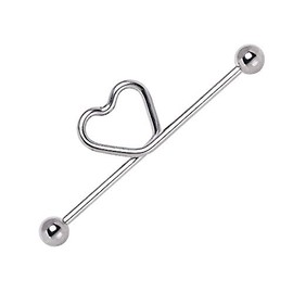 Pierced Owl Curved Heart Stainless Steel Industrial Barbell