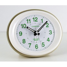Champion Stylish Bold Traditional Oval Silver Quartz Sweeping Non Ticking Alarm Clock