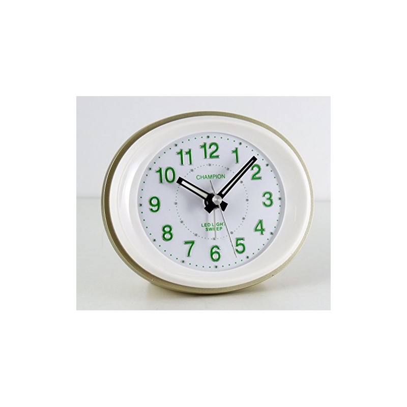 Champion Stylish Bold Traditional Oval Silver Quartz Sweeping Non Ticking