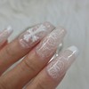 White Lace Handmade Nail Tips - Stiletto / 화이트 레이스