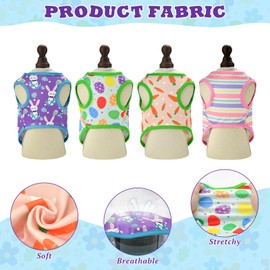 Vehomy 4-Pack Easter Dog Shirt Easter Bunny Dog Shirts Easter Egg Dog Sleeveless Clothes Outfit Pet Easter Tank Tops Vests with Easter Egg Stripe Rabbit Carrot Patterns for Small Medium Dogs XS