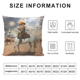 Funny Cat Cowboy Cat Riding Horse Decorative Throw Pillow Covers 18x18 Inch Farmhouse Cushion Cover Plush Pillow Case for Couch Sofa Bed Outdoor Home Decor