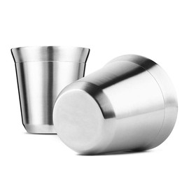 SUMSEA Stainless Steel Espresso Cups, Pack of 2, Double-Walled Insulated Coffee Cups, Tea Cups, Easy to Clean and Dishwasher Safe (160 ml)