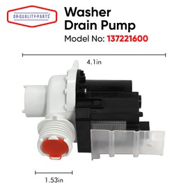 137221600 Washer Drain Pump By DR Quality Parts for Frigidaire, Kenmore, Electrolux Directly Replaces AP5684706, PS7783938, 131724000, 134051200