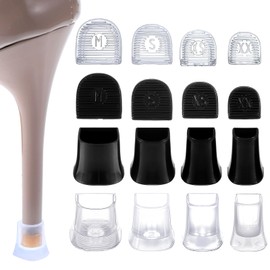 cobee 8 Pairs Heel Protectors, High Heels, Rubber Covers, Heel Protectors, Sole for Shoes, 4 Sizes, Heel Protector, Heel Protection, Non-Slip Pumps, Heel Caps Protection (Transparent + Black)