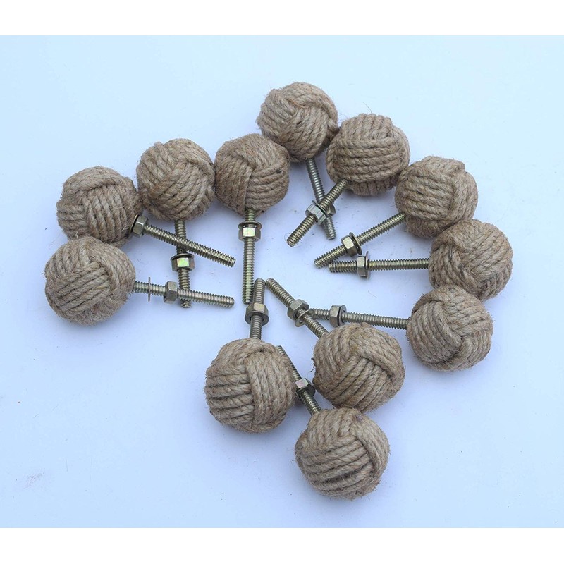 Knotty Door Knobs Nautical Drawer Handles Jute Rope Drawer Pulls