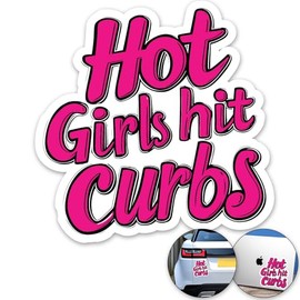 HOT Girls HIT CURBS Sticker Decal Funny Car Bumper Stickers (15 x 14cm) Van Caravan Camper Womens Pink Bumper Decal