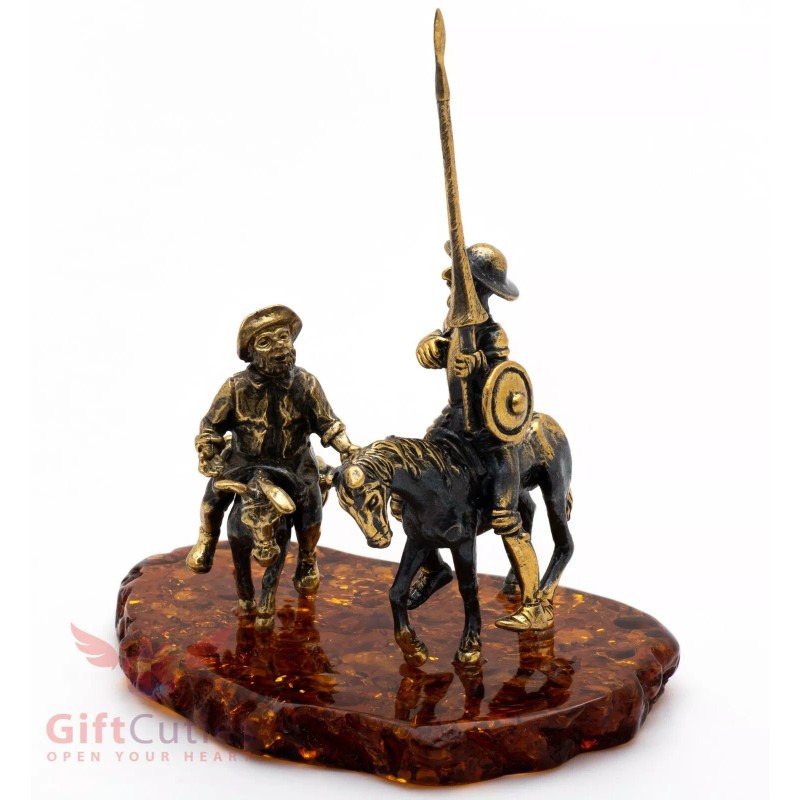 Amber Brass Amber figurine Don Quixote Spanish Knight & Sancho
